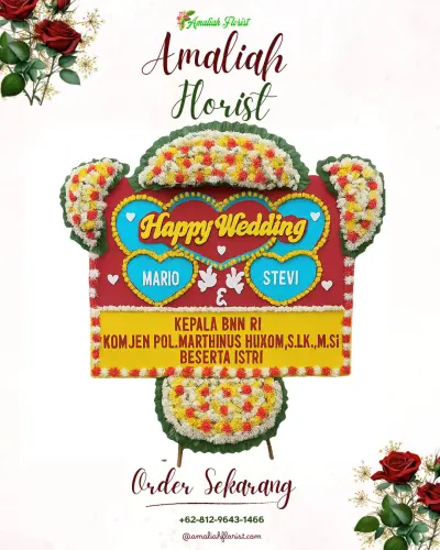 Karangan Papan Bunga Pernikahan di Pengotan